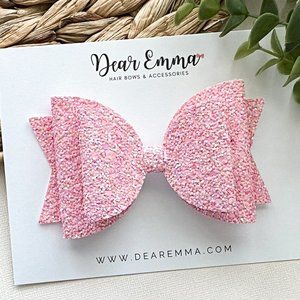 Charming Pink Chunky Glitter Hair Bow